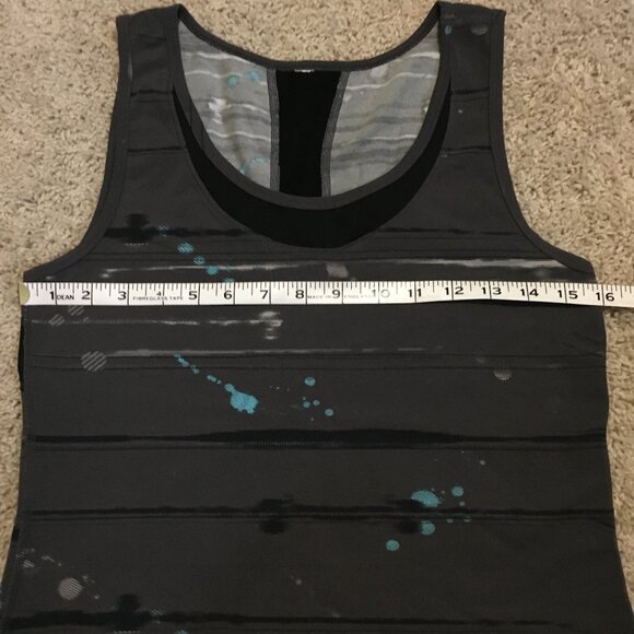 Lucy Charcoal Grey Blue Paint Splat Racer Back Tank Top - Picture 9 of 11